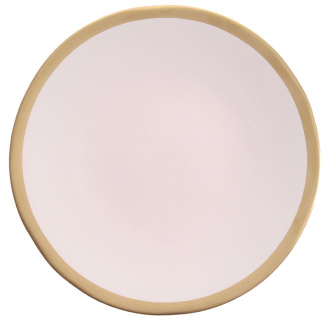 Matte Blush with Gold Rim Stoneware